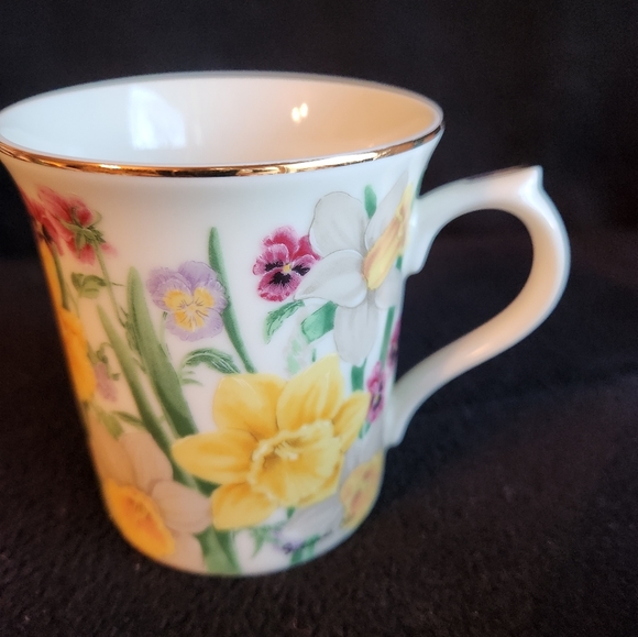 4 Lenox Porcelain Flowers Tea Cups Coffee Garden Glass Set - Picture 5 of 11